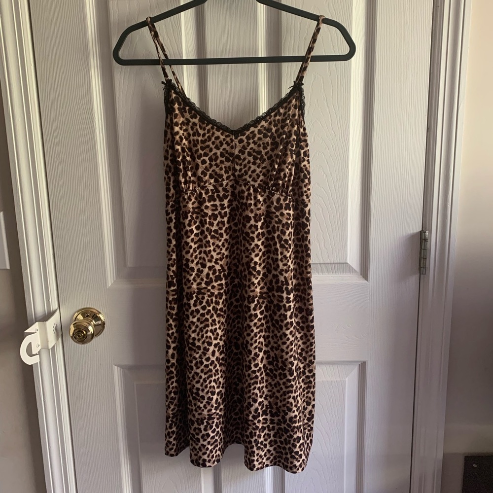 rene rofe leopard night slip dress, L